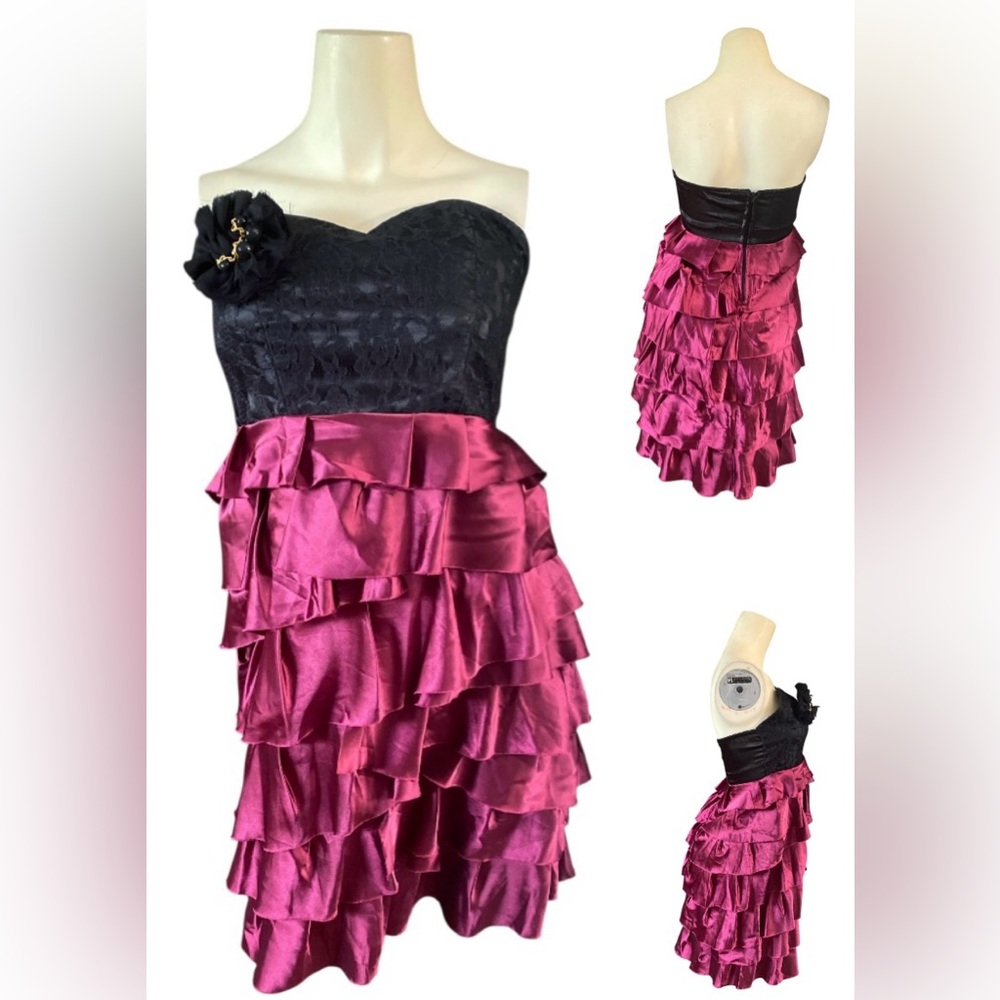 Fishbone brand Party Strapless dress lace corset and ruffle skirt, junior size L